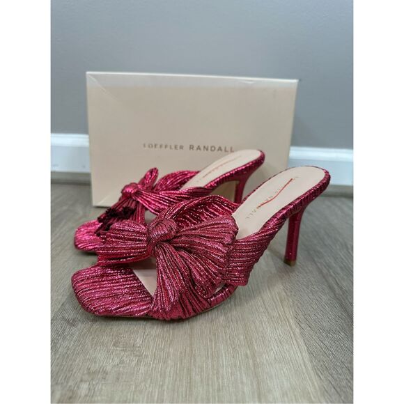 Loeffler Randall Claudia Pleated Skinny-Heel Mules Size 8 $395 - Picture 7 of 12